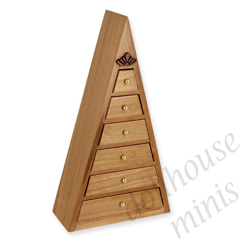 pyramid cabinet teak miniature furniture 1:12 pyramid cabinet teak miniature furniture 1:12