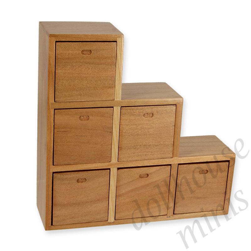 6-drawers teak miniature furniture 1:12 6-drawers teak miniature furniture 1:12