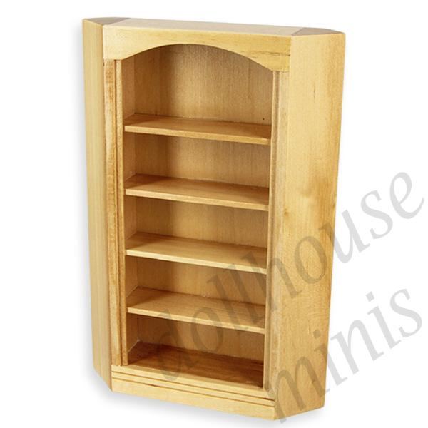 corner bookcase natural oak miniature furniture 1:12 corner bookcase natural oak miniature furniture 1:12