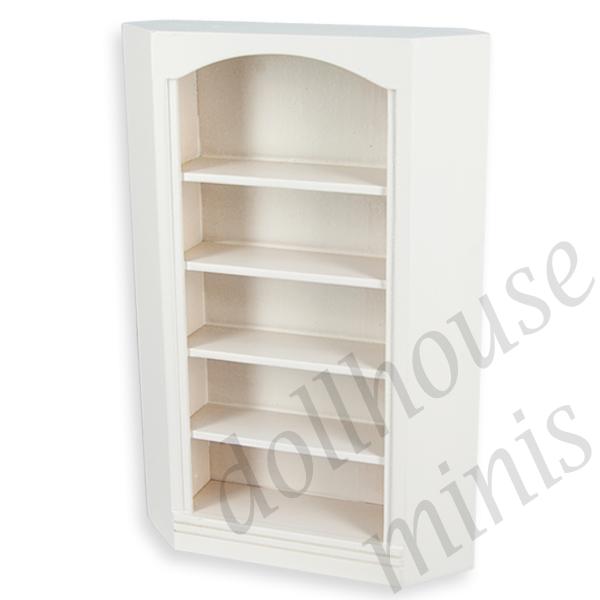 corner bookcase white miniature furniture 1:12