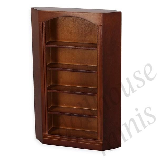 corner bookcase walnut miniature furniture 1:12