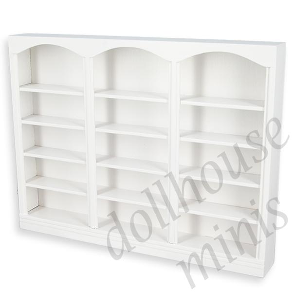 triple bookcase white miniature furniture 1:12 triple bookcase white miniature furniture 1:12