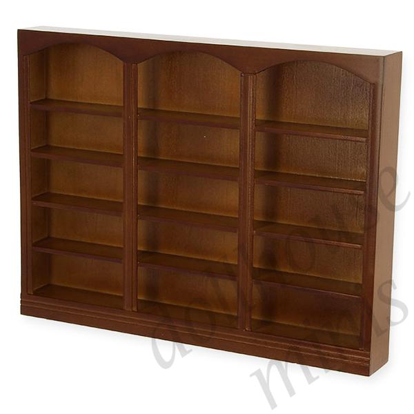 triple bookcase walnut miniature furniture 1:12 triple bookcase walnut miniature furniture 1:12