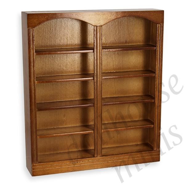double bookcase walnut miniature furniture 1:12 double bookcase walnut miniature furniture 1:12