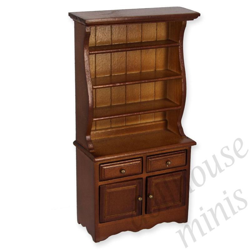 narrow hutch walnut miniature furniture 1:12 narrow hutch walnut miniature furniture 1:12