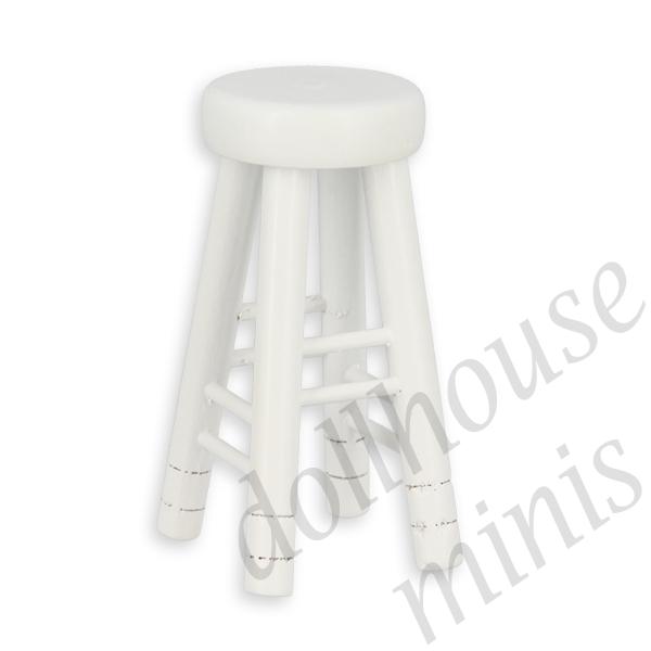 high stool white miniature furniture 1:12 high stool white miniature furniture 1:12