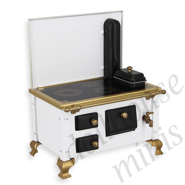metal cooking stove white miniature furniture 1:12 metal cooking stove white miniature furniture 1:12