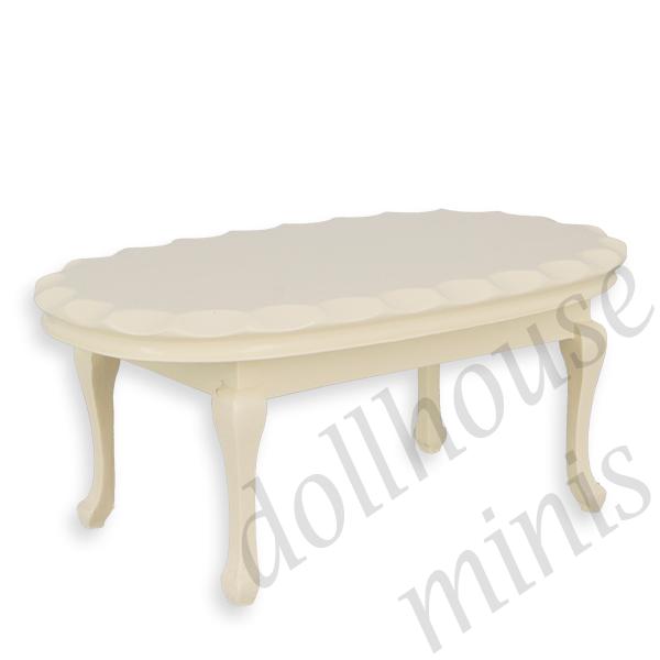 oval table beveled edge l-xv, ivory miniature furniture 1:12 oval table beveled edge l-xv, ivory miniature furniture 1:12