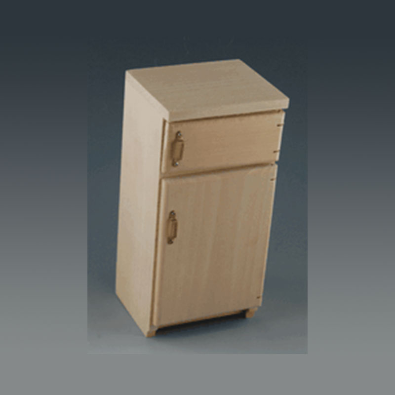 kitchen fridge, bare wood miniature furniture 1:12 kitchen fridge, bare wood miniature furniture 1:12