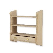 wall shelf w drawers bare wood miniature 1:12