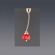 12v hanging lamp clip red flower miniature 1:12