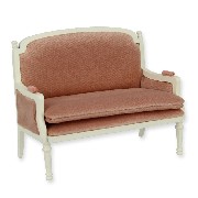 sofa louis xvi ivory, pink velvet miniature 1:12