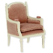 wing chair l-xvi ivory pink velvet miniature 1:12