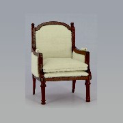 wing chair louis xvi cherry,ivory velvet miniature 1:12