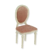 straight chair l-xvi ivory, pink velvet miniature 1:12