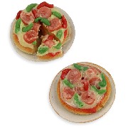 pizza on plate miniature 1:12