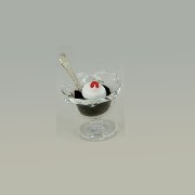sundae dish, chocolate miniature 1:12