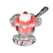 sundae dish, strawberry miniature 1:12