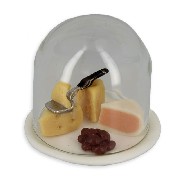 plate and glass dome with cheese /6 miniature 1:12