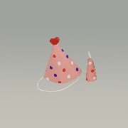 party hat and horn pink miniature 1:12