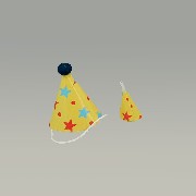 party hat and horn yellow miniature 1:12
