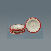 4 plates red/white miniature 1:12