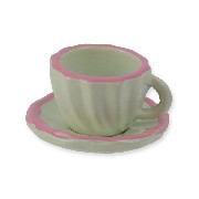 coffee cup + saucer ,pink Miniature 1:12