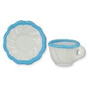 coffee cup + saucer blue miniature 1:12