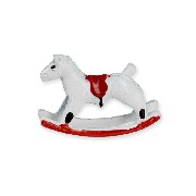 metal rocking horse white miniature 1:12