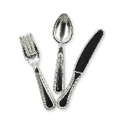 forks and spoons set 12 pcs silver miniature 1:12