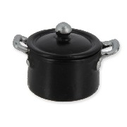 big copper stewpot w/lid black Miniature 1:12