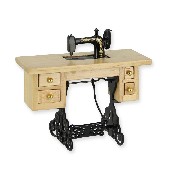sewing machine on table w/drawers miniature 1:12
