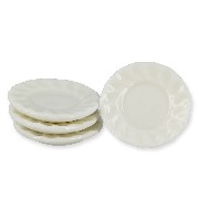 4 white plates miniature 1:12