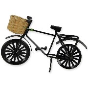 small bike w/basket black miniature 1:12