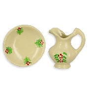 cream floral jug and bowl miniature 1:12