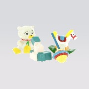 4 children toys (top, cubes, horse, bear miniature 1:12
