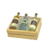 wooden box w/3 bottles+ ice (glued) miniature 1:12