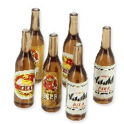 6 beer bottles miniature 1:12