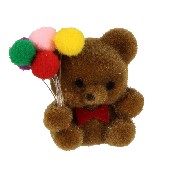 flock teddy brown with ballons miniature 1:12