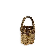 small round basket w/handles 2cm miniature 1:12
