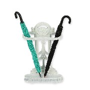 white umbrella stand wi/2 umbrellas miniature 1:12