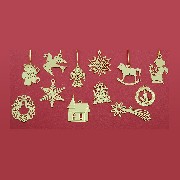 6 x'mas brass decorations ass. miniature 1:12