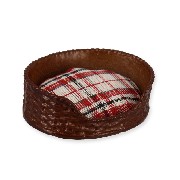 dog bed, blue/red mattress miniature 1:12