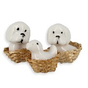 3 porcelain animals in basket Miniature 1:12