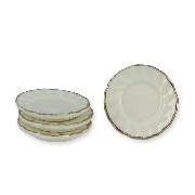 4 porcelain plates white/gold miniature 1:12