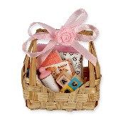 square basket w/baby set miniature 1:12
