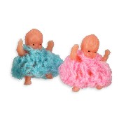 2 dolls blue/pink ass. miniature 1:12