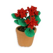 red geranium in cotta pot miniature 1:12