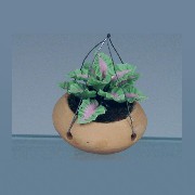 hanging pot w/plant miniature 1:12