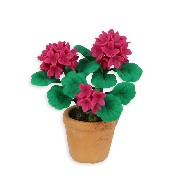 hydrengeain pot, dark pink miniature 1:12